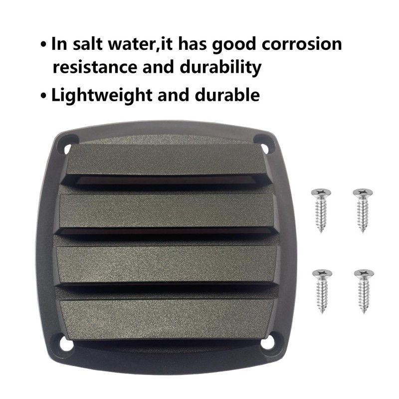 LEQMG Marine Boat Square Air Vent,Black Louver Ventilation Grille,Free Stainless