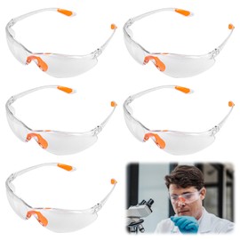 Safety Glasses, 6 Pieces, Transparent Safety Glasses, Work Safety Goggles with Rubber Insert on Nose and Ears, Scratch-Resistant Lenses, Safety Glasses for Construction, DIY, Laboratory, Welding,