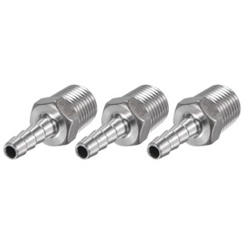 sourcing map Hose Nozzle Hose Connectors 6 mm AD x 1/4PT Male Thread 304 Stainless Steel Pipe Connector Hose Adapter Water Connection Extension Pack of 3