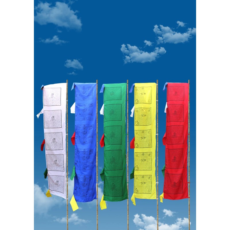 White Tara Printed Tibetan Vertical Prayer Flags