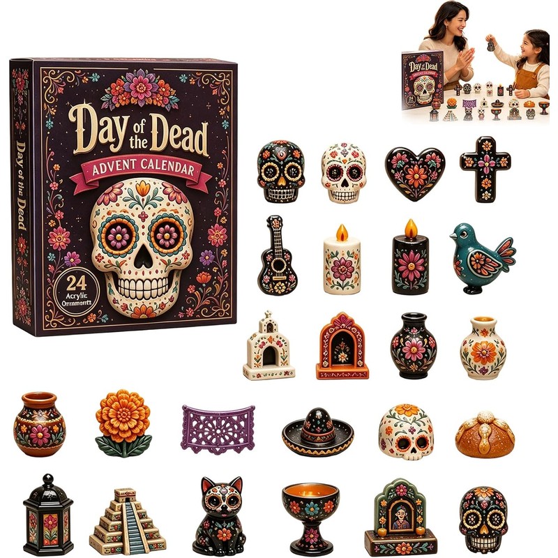 Day of the Dead Skull Advent Calendar 24 Days Ornament