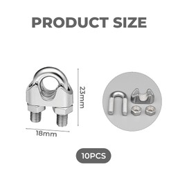 10 Stück Drahtseilklemmen, Edelstahl Seilklemmen M4, Bügelklemmen für Drahtseil Ø 4mm, Rostfreie Stahlseilklemmen für Stahlkabel, Stahldraht