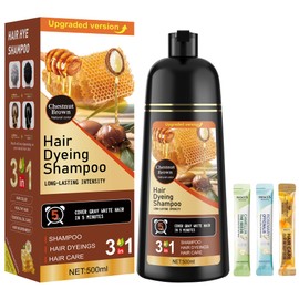 ZENITHGLO Chestnut Brown Hair Dye Shampoo 3 in 1 for Women & Men 100% Gray Hair Coverage - Herbal Ingredients Natural Plant Hair Color - Hair Dye in Minutes 17.6 Fl Oz