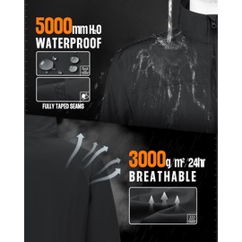 Outdoor Ventures Men's Lightweight Jacket Waterproof Rain Shell Jackets with velvet lined Windbreake Stand Collar