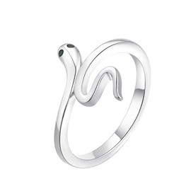 Starchenie 925 Sterling Silver Snake Ring Promise Ring for Your Girlfriend Lover（Size R）