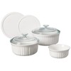 CorningWare French White 7-Pc Ceramic Bakeware Set with Lids Chip