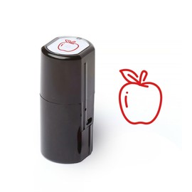 Self-Inking Teacher Stamps for Grading, Multicolor Assessment Stamp, Motivational Feedback Stamps, Homework Review Stamps, Praise Stamp Gift (Red, Apple)