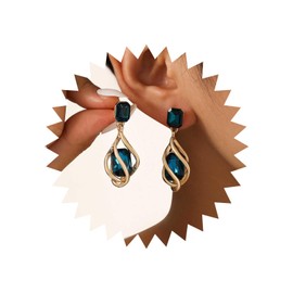 Cimenexe Bohemian Infinity Emerald Dangle Earrings Emerald Crystal Drop Earrings Green Crystal Stud Earrings Emerald CZ Square Earrings Jewellery for Women and Girls Gifts, Zinc, No Gemstone