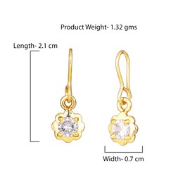 Estele 24 Kt Gold Plated Stone Drop Floral Small Dangle Earrings with fish hook and Cubic zirconias for Women, One Size (AD-070/708 ER) Suitable for All Occasions