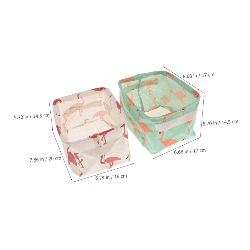 OHPHCALL 2pcs Cotton Linen Storage Baskets Random Pattern Soft and