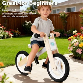 Udeas Wooden No-Pedal Balance Bike, White