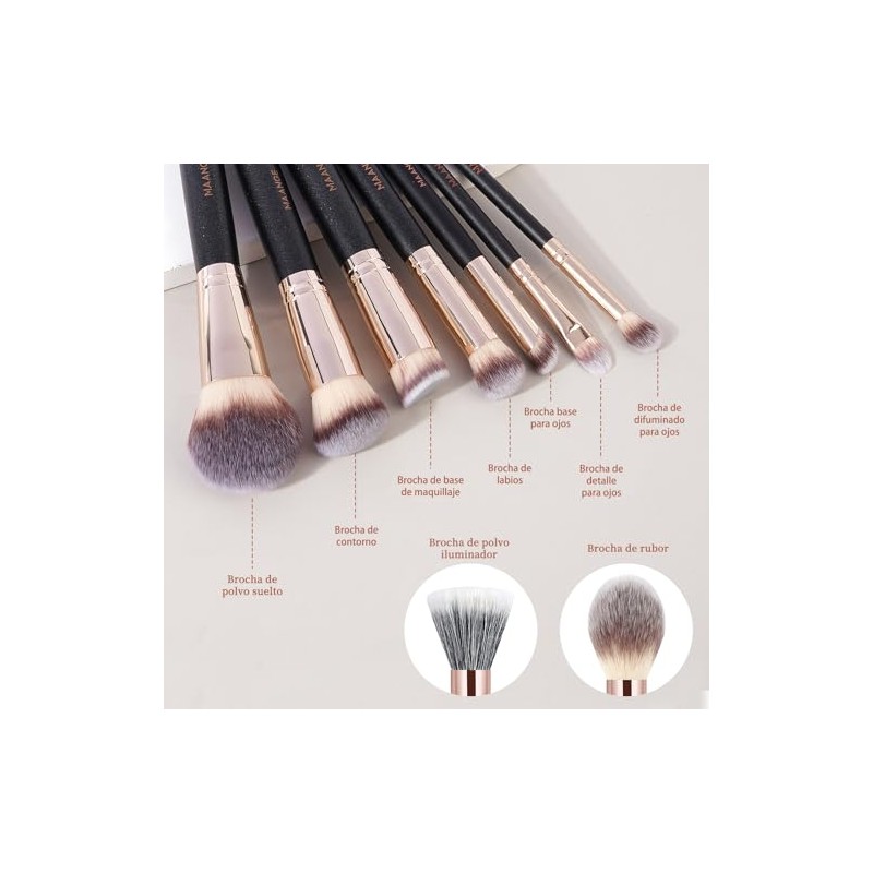 MAANGE 9PCS Brochas de Maquillaje Profesional Set de Brochas para