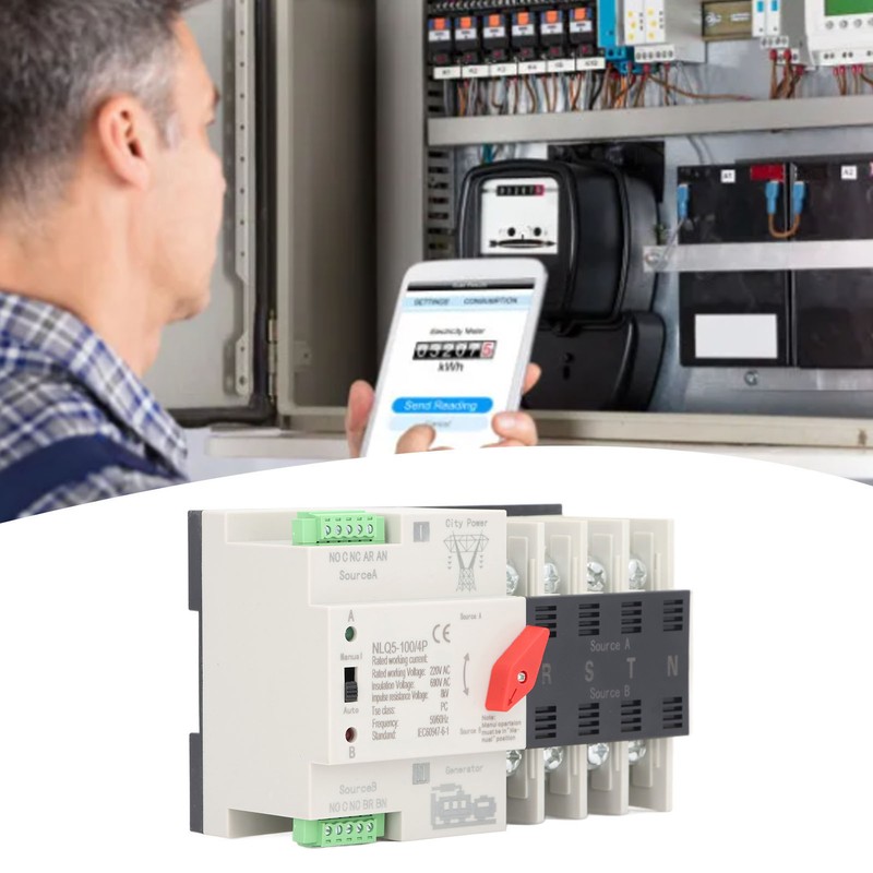 AC220V Dual Power Automatic Transfer Switch 4P Millisecond Switching Generator