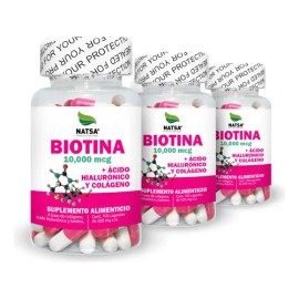 Biotina, 300 Cápsulas (3 Frascos 100 Cap C/u), Cabello, Piel y Uñas, 1 sola cápsula al día