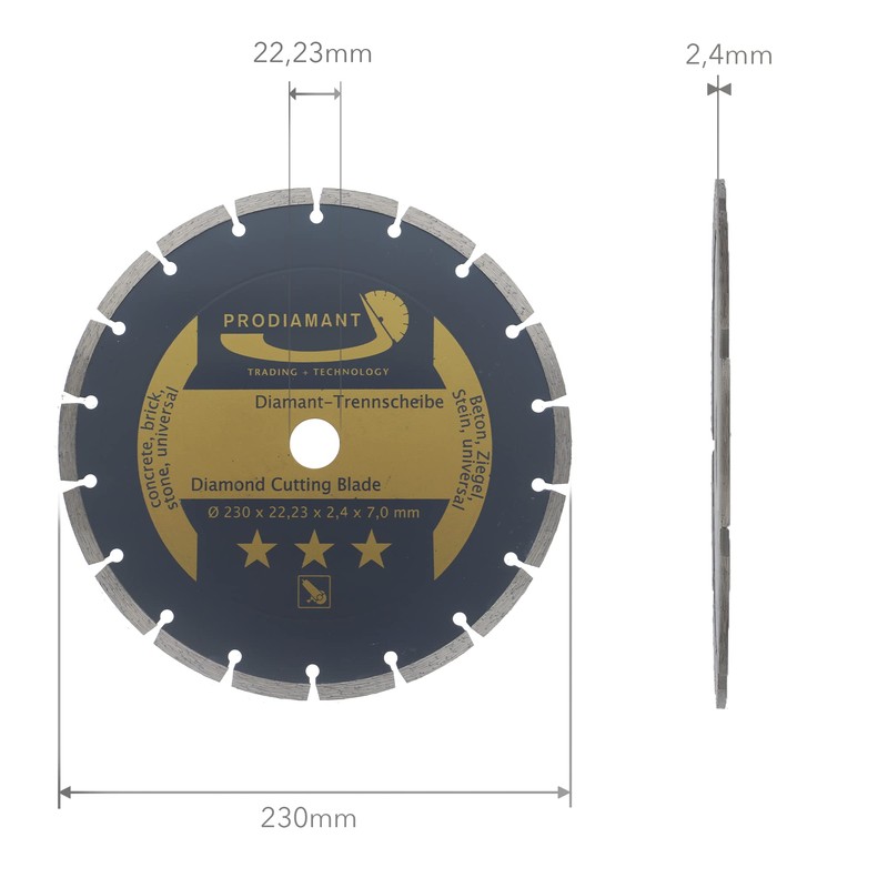 PRODIAMANT Diamond Cutting disc Universal 230mm 9inch x 22.2 mm