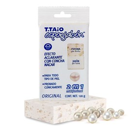 T.Taio Esponjabon Mother of Pearl and Coffee Soap Sponges — Shower Scrubbers That Remove Oil and Dirt — Sponges to Scrub Foot, Elbow, and Face — Bathroom Accessories — Fresh Scent (2-Pack)