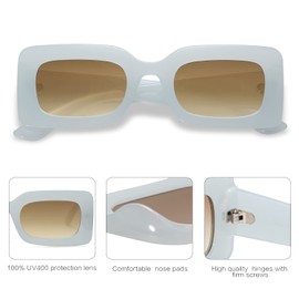 SOJOS Kids Rectangle Nude Blue Sunglasses for Girls Toddler Baby Age 1-2 UV400 Protection Trendy Chunky Glasses SK5612 Blue Frame Brown Lens