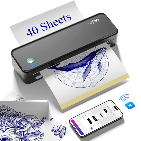 leginico Tattoo Stencil Printer with 40pcs Transfer Paper, Bluetooth Thermal