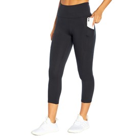 Balance Collection Womens Easy Eclipse High Rise Pocket Capri Legging, Black, X-Large