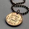 1983 Mexico 20 Centavos coin pendant Olmec colossal heads statue