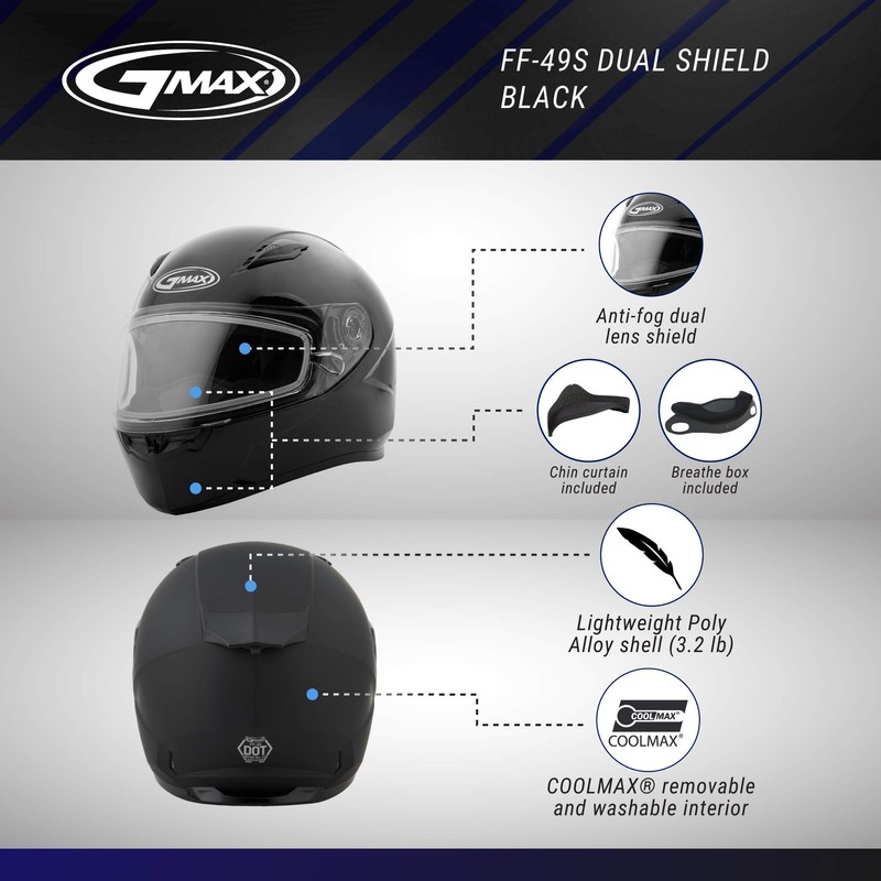 GMAX FF-49 Deflect DOT Approved Full Face Motorcycle Helmet for