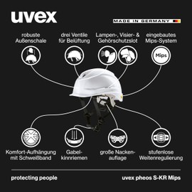 uvex pheos S-KR MIPS Protective Helmet - Industrial Protective Helmet - MIPS Technology, Continuous Width Adjustment & Climazone Ventilation - One Size (52-61 cm) - White