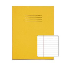 Rhino A5+ Exercise Books, 48 Page / 8mm Lined with Margin Paper Notebook, 10 Pack, 9 x 7 Writing Book, Office & School Stationery Supplies, Yellow