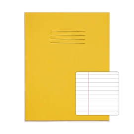 Rhino A5+ Exercise Books, 48 Page / 8mm Lined with Margin Paper Notebook, 10 Pack, 9 x 7 Writing Book, Office & School Stationery Supplies, Yellow