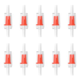 DeKago Aquarium Air Check Valve - Non-Return One Way Air Valve Red Clear Plastic Check Valve for Aquarium Air Pump Perfect for Fish Tank Aerator 10PCS
