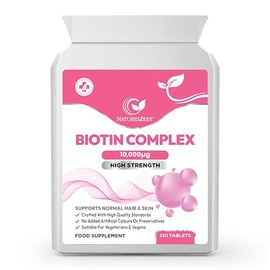 Biotin Tablets -10,000 µg - 120 Vegan Tablets- High Strength Food Supplement | Non GMO Skin, Nails & Hair Growth Support Supplement with Vitamin B7- By NATURES ZEST