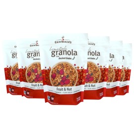 Erin Baker’s Homestyle Fruit and Nut Granola with Ancient Grains - Made from Natural Ingredients, Crunchy Texture, Versatile Snack or Cereal - Vegan Friendly, Non-GMO, Resealable 12oz Bags, 6‑Pack