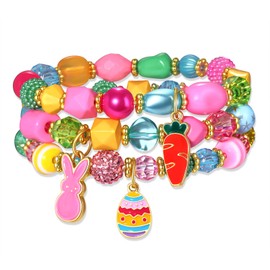 NLCAC Mardi Gras Bracelets for Women Glitter Mask Crown Fleur De Lis Charm Bracelets Purple Green Gold Beaded Stretch Bracelets Carnival Holiday Accessory Party Gifts, one size, beads, no gemstone