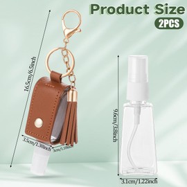 2 Pcs Handwashing Fluid Holder Travel Size, 1oz/30ml Small Squeeze Bottle with Keychain Portable Empty Travel Bottles Hand Refillable Containers for Liquid Storage(Black+Brown)