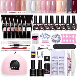 Nail Polish Set Nail Extension Gels LED Nail Lamp Base and Top Coat Set Gel Polish Kit