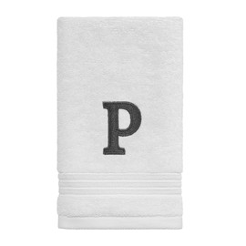Avanti Linens - Fingertip Towel, Soft & Absorbent Cotton, Embroidered Bathroom Decor (Monogram Collection, Initial P)