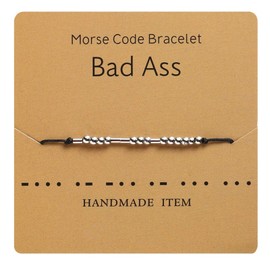 AILUOR Morse Code Bracelet, Silver Plated Beads on Silk Cord Friendship Bracelet Gift for Her, Secret Message Gift Jewellery for Women Men, Gift for Her Him, Metal