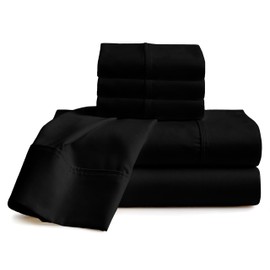 Neighbourhood Home 100% Real Certified Organic Cotton Bedsheet Set, Queen Size 6 Piece 800 Thread Count Sheets Sets, Extra 30" Deep Pocket - Black