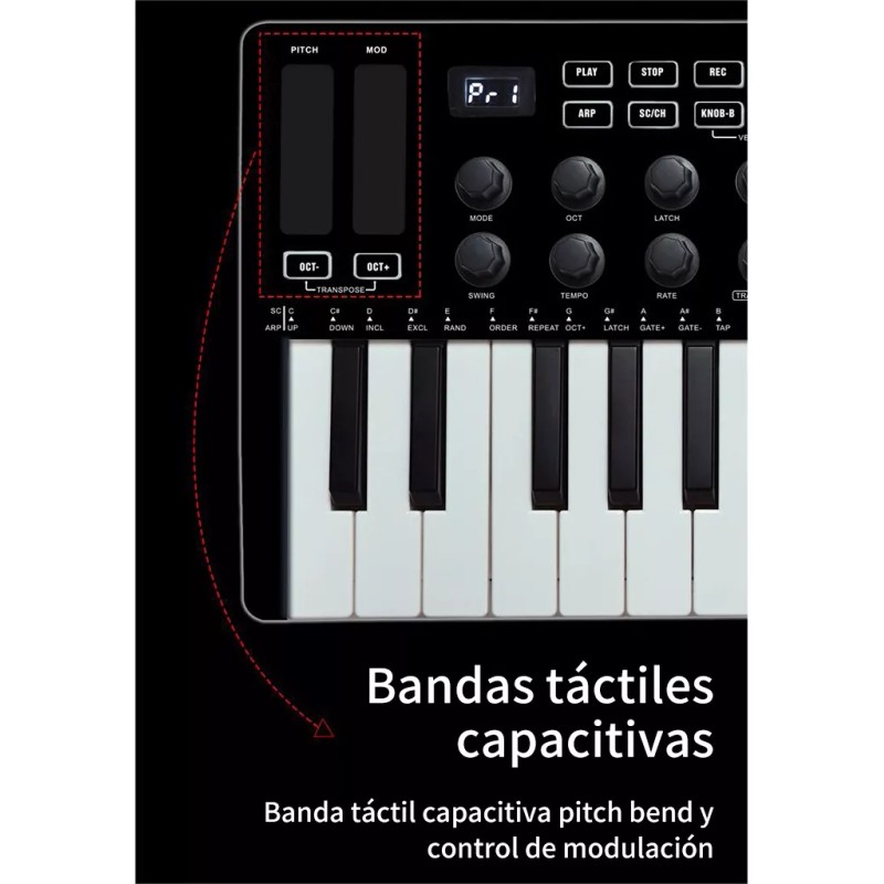 M-Vave Controlador De Teclado Midi M-vave Smk-25 Portátil Color Negro