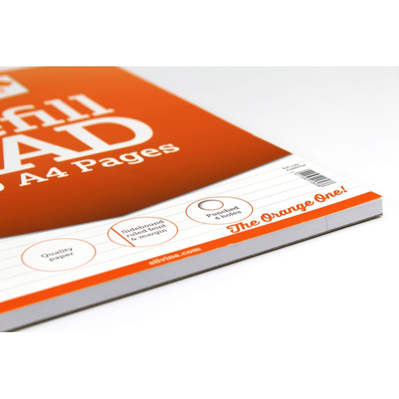 Silvine 160 Page A4 Refill Pad, Side Bound and Punched