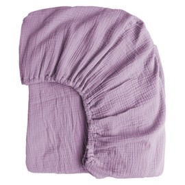 Boqingzhu Muslin Cotton Fitted Sheet 180 x 200 cm Purple Breathable Soft Fitted Sheet Oeko-Tex Certified Cuddly Bed Sheet for 25 to 30 cm Mattress