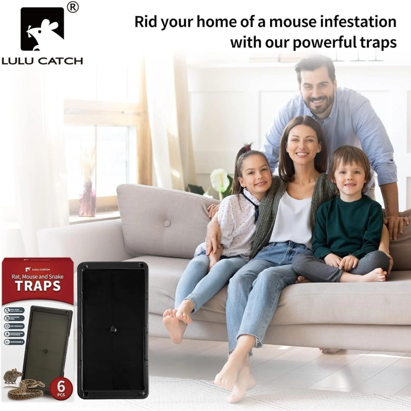 LULUCATCH Super Glue Traps 6 Pack for Mice & Snakes,