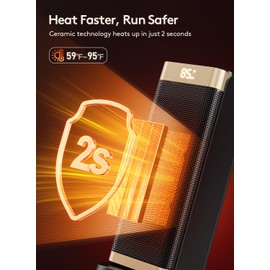 Space Heaters for Indoor Use, Staholz Portable Space Heater with Humidifier/Ambient Light, Family-Safe Electric Heaters with Thermostat,12H Timer,70° Oscillation,Ultra-Quiet for Home Office(GD)