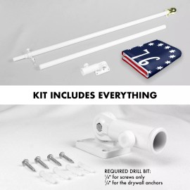 G128 NEW G128 Bennington Flag & Flagpole Set, 6FT White Pole and 3x5FT 150D Flag