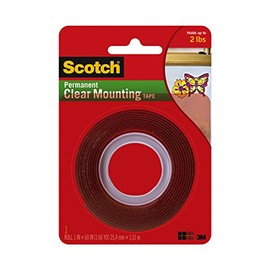 Scotch Permanent Clear Mounting Tape, Holds up to 2 lbs, 1 in. x 60 in., 1 Roll