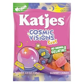 Katjes Plant Based Cosmic Visions Gummy Candy - Flavored Fruity Tasting Snacks - Palm Oil Free Candy - No Animal Gelatin - No High Fructose Corn Syrup, 4.9oz, 3 Pack