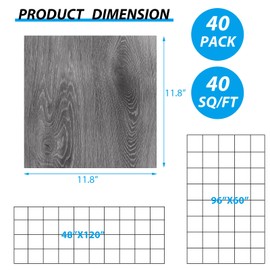 AKOLAFE 40 Sheet Vinyl Flooring 12” x 12” Peel and Stick Floor Tile Waterproof Clearance Vinyl Floor Tiles Wood Grey Self Adhesive Floor Tiles Sticky Laminate Flooring for Bathroom Kitchen Basement RV
