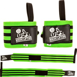 Nordic Lifting Wrist Wraps Super Heavy Duty (1 Pair/2 Wraps) 24" for Weight Lifting | Powerlifting | Gym | Crossfit - Weightlifting Thumb Loop - Men & Women 1 Year Warranty (Green)