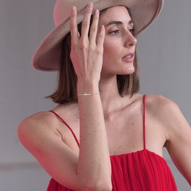 JAYUMO 925 Sterling Silver Cross Bracelet for Women Christian Gifts for Women (Silver)