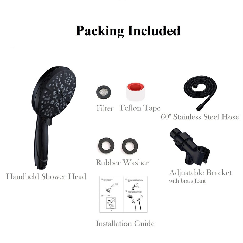 Matt Black Shower Head with Handheld Spray High Pressure-Multifunction Strong