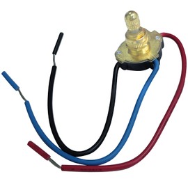 Rhinenet Lamp Switch Zing Ear ZE-117M 3/8" 2 Circuit 3 Way Push Button Light Switchs 125V/6A 250V/3A 125VL/6A 125VT/1A Replacement Part Tools Brass Metal Up Shell with Removable Knob for Desk Lamps